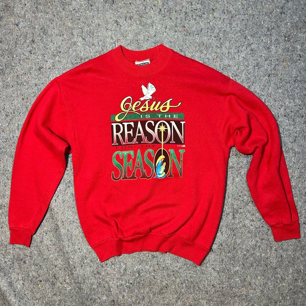 Vintage Lee Jesus Is the Reason for the Season Sweatshirt Made in USA Size M